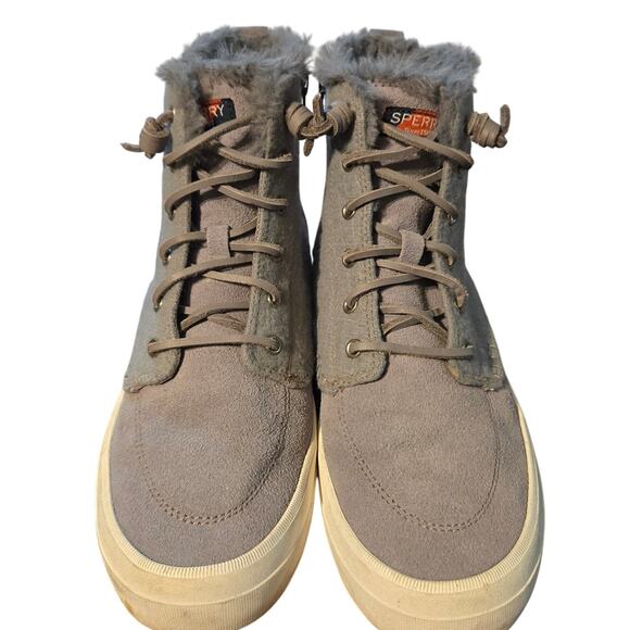 None and/or Unknown Shoes - Sperry 10 Gray Women's Fur Insulated Ankle Lace Up Tennis Boots Shoes